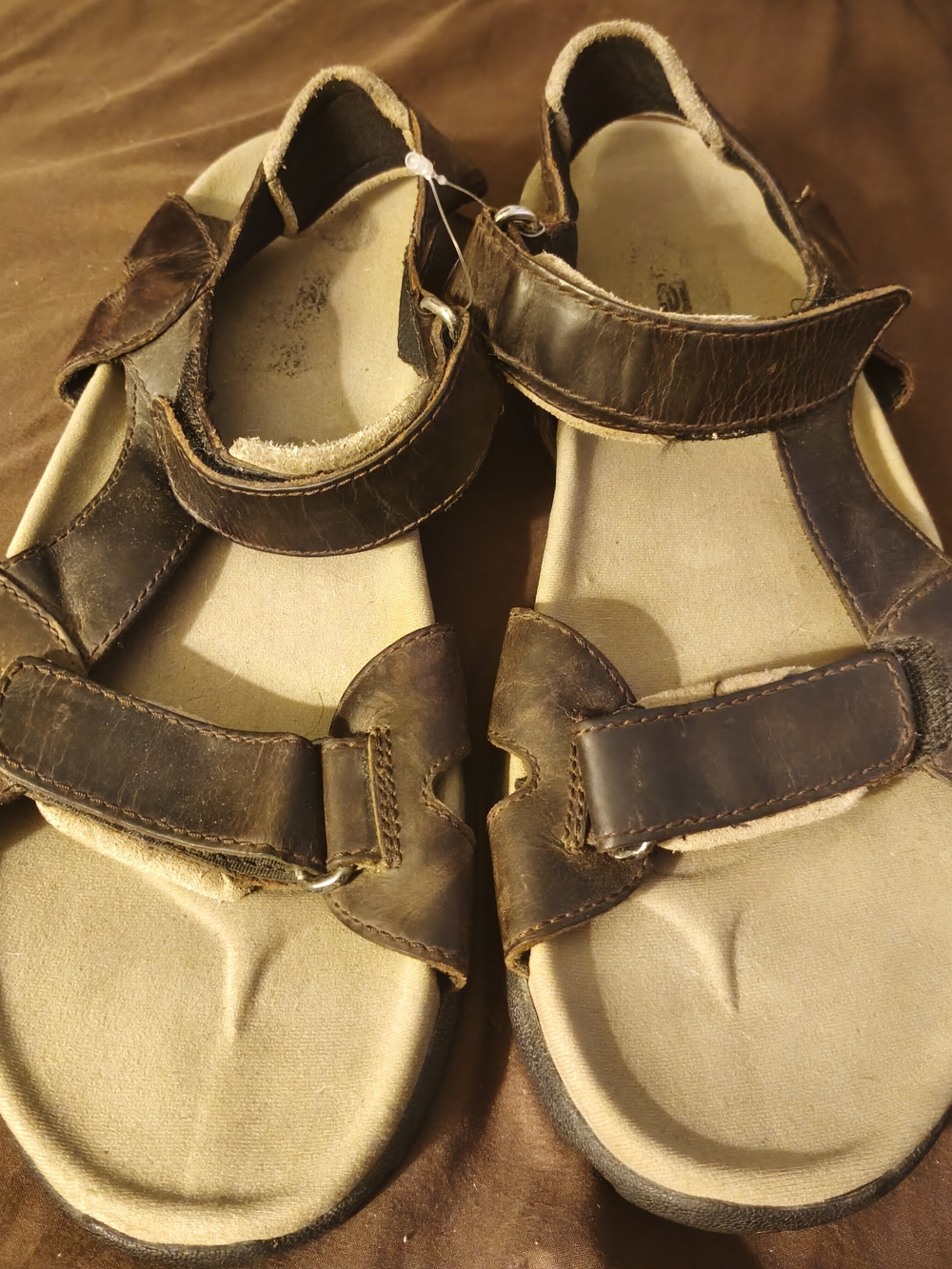 Teva Men's BREAKWATER Dark Brown Leather Adjustable Strap Sandals